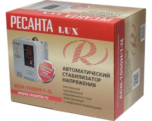 Стабилизатор напряжения однофазный РЕСАНТА АСН- 1000 Н/1-Ц Lux [63/6/14]