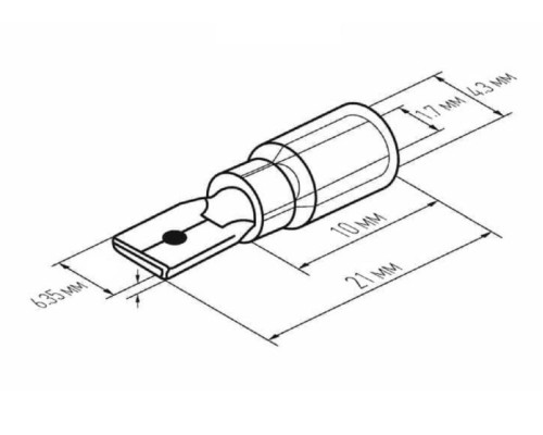 Клемма плоская REXANT 08-0314 ( уп 100 шт ) изолированная РПи-п-т 1.5-(6.3)/РпИп-т 1,25-7-0,8 08-0314