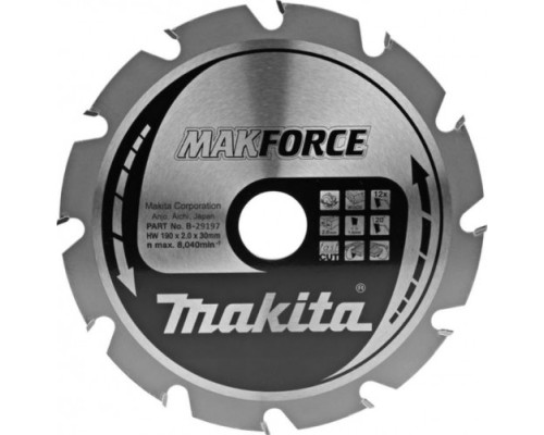 Пильный диск по дереву MAKITA 190x30/20/15.88x1.4x12T для makforce [B-29197]