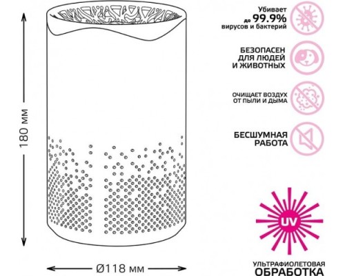 Воздухоочиститель GAUSS GR001 с ультрафиолетовым излучением, бактерицидный серия [GR001]