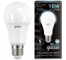 Лампа светодиодная GAUSS A60 a60 16w 1520lm 4100k e27 led [102502216]