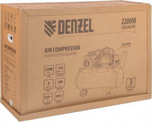 Компрессор поршневой DENZEL BCV2200/100 [58110]