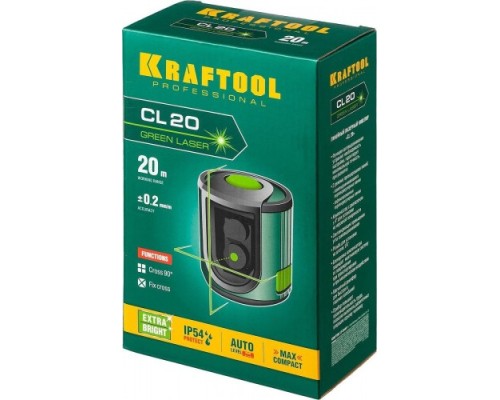 Лазерный уровень KRAFTOOL CL 20 зеленый [34701]