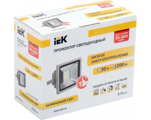 Прожектор IEK СДО 05-30 SMD IP65 6500K серый [LPDO501-30-K03]