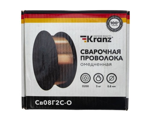 Проволока сварочная омедненная Kranz KR-11-0981-5 Св08Г2С-О (ER70S-6; SG2) 5 кг 0,8 мм D200