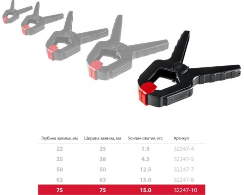 Cтрубцина легкая ЗУБР МАСТЕР мз-100 пружинный зажим 100/75 мм, [32247-10]