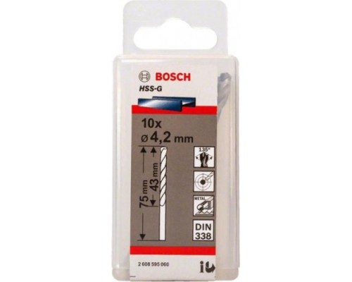 Сверло по металлу BOSCH HSS-G 4.2 мм 10шт [2608595060]