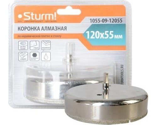 Алмазная коронка для мокрого сверления STURM 1055-09-12055 по керамике и стеклу