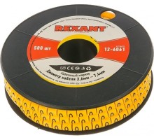 Маркер REXANT EC-2, 12-6061 на кабель, ø 3,6...7,4 мм, цифры 0-9, комплект 10  12-6061