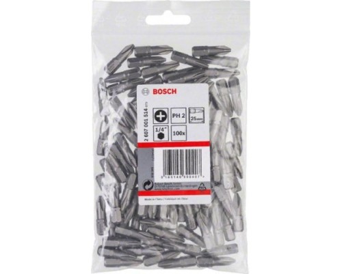 Бита для заворачивания BOSCH Extra Hard 25 мм PH2 100шт [2607001514]
