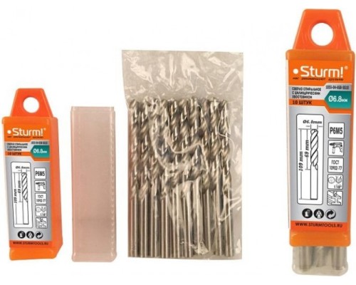 Сверло по металлу STURM 1055-04-6S8-SS10 6,8х109 мм, 10 шт. Сверло по металлу STURM 1055-04-6S8-SS10 6,8х109 мм, 10 шт.