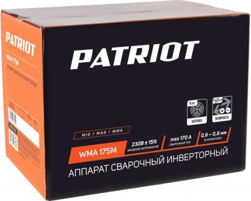Сварочный полуавтомат PATRIOT WMA 175 M инверторный mig/mag/mma [605302150]