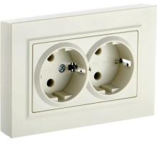 Розетка IEK BRITE РСш12-3 16а 2-м защ. шторки беж. BR-R24-16-K10-F