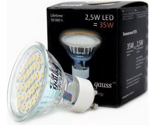 Лампа светодиодная GAUSS GU10 led 2,5w 4100k [EB101006225]