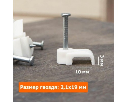 Крепеж кабеля плоский REXANT 10х3 мм, белый (упак. 50 шт) [07-4209]