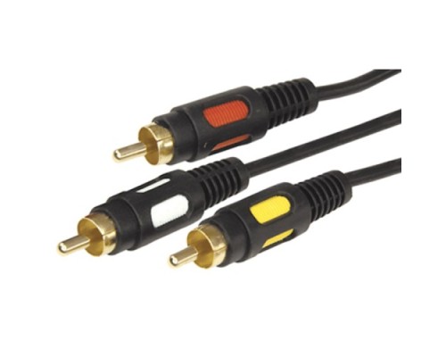 Шнур REXANT 17-0215 3 RCA-3 RCA, 5м, черный, Gold