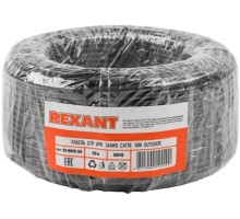 Кабель REXANT U/UTP, CAT 5e, PE 4х2х0,50мм, 24AWG внешний, черный, 50мм [01-0045-50]