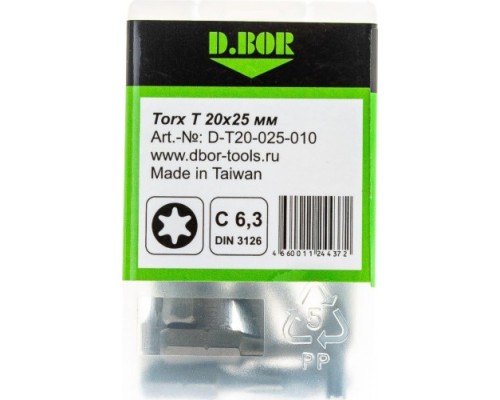 Бита для заворачивания D.BOR TORX 20, 25 мм (арт. d-t20-025-010) (10 шт.) [D06-DT20025010]