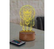 Светильник—ночник настольный GLANZEN RPD-3D-RGB-OWL светодиодный