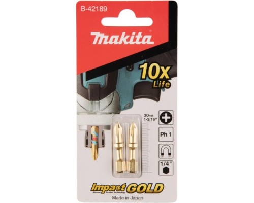 Бита для заворачивания MAKITA B-42189 Impact Gold Shorton PH1, 30 мм, E-form (MZ), 2 шт.