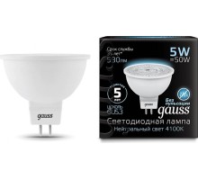 Лампа светодиодная GAUSS MR16 5w 530lm 4100k gu5.3 led [101505205]