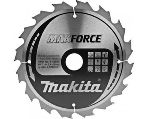 Пильный диск по дереву MAKITA 210x30x1.6x16T для makforce [B-43664]