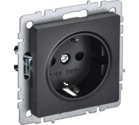Розетка IEK BRITE РС11-1-0 16а без защ. шторки черн. BR-R11-16-K02