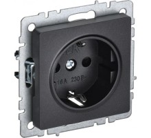 Розетка IEK BRITE РС11-1-0 16а без защ. шторки черн. BR-R11-16-K02