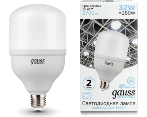 Лампа светодиодная GAUSS T100 elementary 32w 2700lm 6500k e27 led [63233]