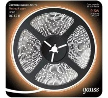 Лента светодиодная GAUSS LED 2835/120-smd 9.6w 12v dc теплый белый (блистер 5м) 312000110