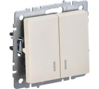 Выключатель двухклавишный IEK BRITE ВС10-2-1-БрК 10А с индикацией бежевый BR-V20-1-10-K10