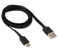 Кабель REXANT 18-1888 USB-A – Type-C, 2,4A, 1м, ПВХ, черный, плоский