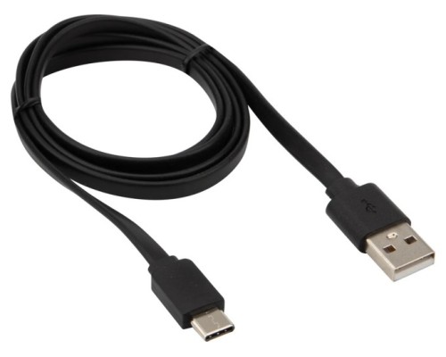 Кабель REXANT 18-1888 USB-A – Type-C, 2,4A, 1м, ПВХ, черный, плоский Кабель REXANT 18-1888 USB-A – Type-C, 2,4A, 1м, ПВХ, черный, плоский