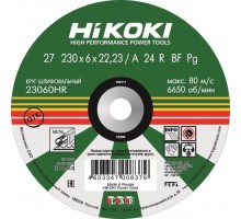 Шлифовальный круг по металлу HiKOKI 230х6х22мм, A24R, тип27 RUH23060