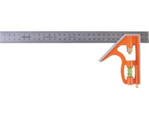 Угольник STURM 2020-10-300 многофункциональный, 300 мм, уровень, чертилка