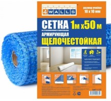 Сетка фасадная 4Walls  армирующая, стекловолокно, 1*50 м, ячейка 10*10, синяя [2146]