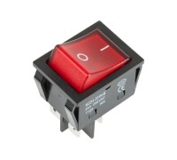 Выключатель клавишный REXANT 250V 25A (4с) ON-OFF ( уп.10 штук ) красный с подсветкой (RWB-502) 36-2343