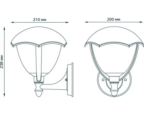 Светильник садово-парковый GAUSS Aura на стену вверх 188*210*238mm, 1xe27 [GD027]