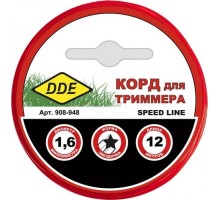 Леска триммерная DDE Speed line (1,6 ммх12 м; звезда; красная) [908-948]