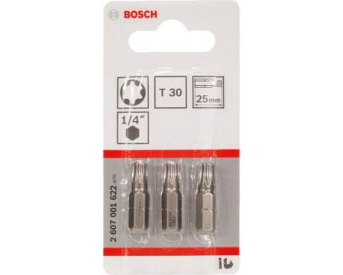 Бита для заворачивания BOSCH Extra Hard 25 мм T30 3шт [2607001622]