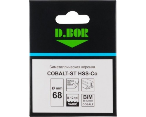 Коронка биметаллическая D.BOR COBALT-ST 68 мм (m42) мелкий зуб [D-HS-BIM-ST-38-068]