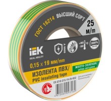 Изолента IEK MIXTAPE 0.15х19мм (рул.25м) желт./зел. EX-IZ10-C15-19-25-K52