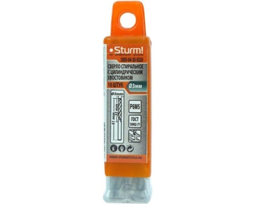 Сверло по металлу STURM 1055-04-3S-SS10 3,0х61мм, 10 шт.