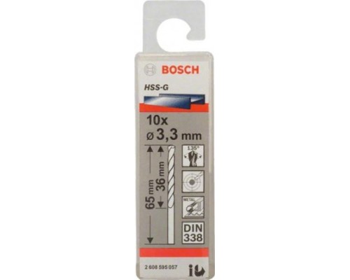 Сверло по металлу BOSCH HSS-G 3.3 мм 10шт [2608595057]