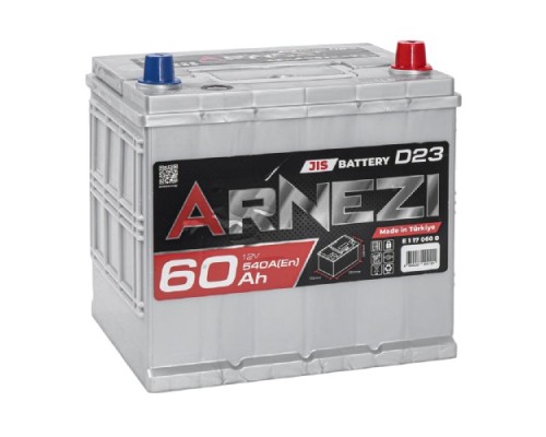 Аккумулятор ARNEZI JIS SMF 60 A/ч обратная R(+) 230x172x225 D23 EN 540 A [E1170600]