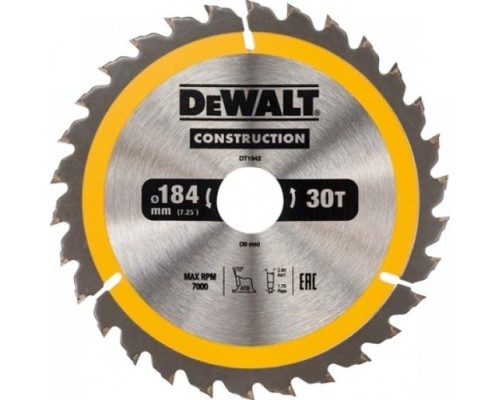 Пильный диск универсальный DeWALT 184х30тх30 мм Construction DT1942-QZ [DT1942-QZ]