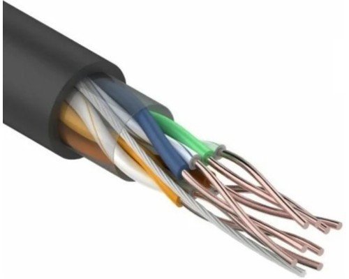 Кабель REXANT U/UTP, CAT 5e, PE 4х2х0,50мм, 24AWG внешний, черный, 25м [01-0045-25]