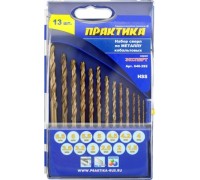 Набор сверл по металлу ПРАКТИКА Р6М5К5 13 шт. (1,5-6,5 мм.) Эксперт 640-292 640-292