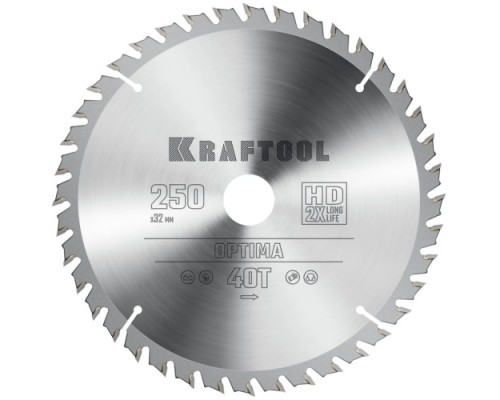 Пильный диск по дереву KRAFTOOL Optima 250х32мм 40T [36951-250-32]