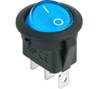 Выключатель клавишный круглый REXANT 12V 20А (3с) ON-OFF ( уп.10 штук ) синий с подсветкой (RWB-214) 36-2586